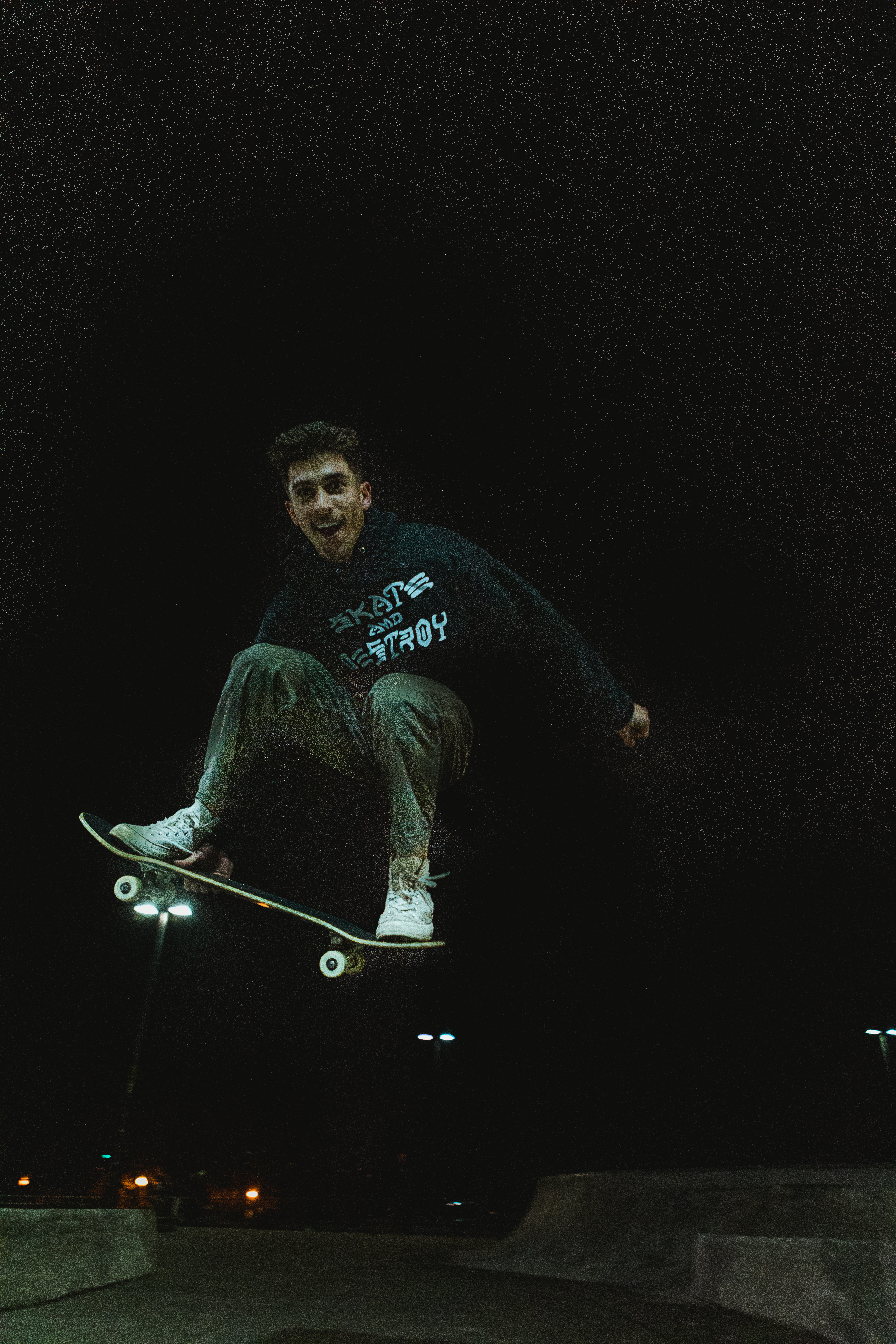 Skater big air at night